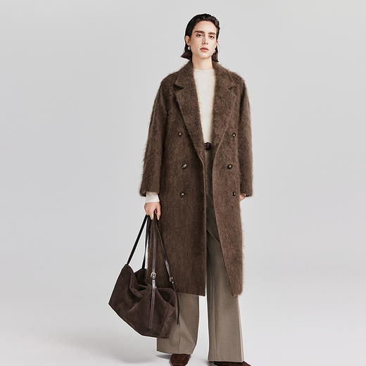 棉仓367666016-全羊绒气场翻驳领长款大衣 商品图1