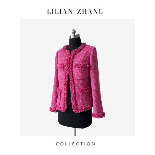 Lady挚爱中古玫红色名媛小香风套装粗花呢套装 22050432201091 商品图1