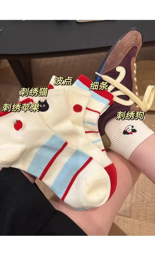 【秒杀！5对特惠装更划算】 女夏季薄款纯棉短筒袜 ，少女感爆棚的纯棉短袜！吸汗透气不闷脚，运动风+刺绣萌宠，韩系低帮时尚感拉满💕 商品图5
