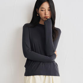 【2025秋冬新品】天丝醋酸羊毛・立缝打底衫 立体袖缝工艺 圆领保暖针织衫纯色百搭设计感长袖上衣