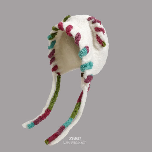 多巴胺猫耳朵毛绒帽女秋冬显脸小针织包头帽秋冬保辫子护耳毛线帽 商品图6