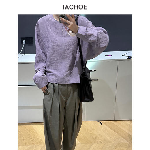 棉仓3661504004-紫色肌理衬衫 商品图3