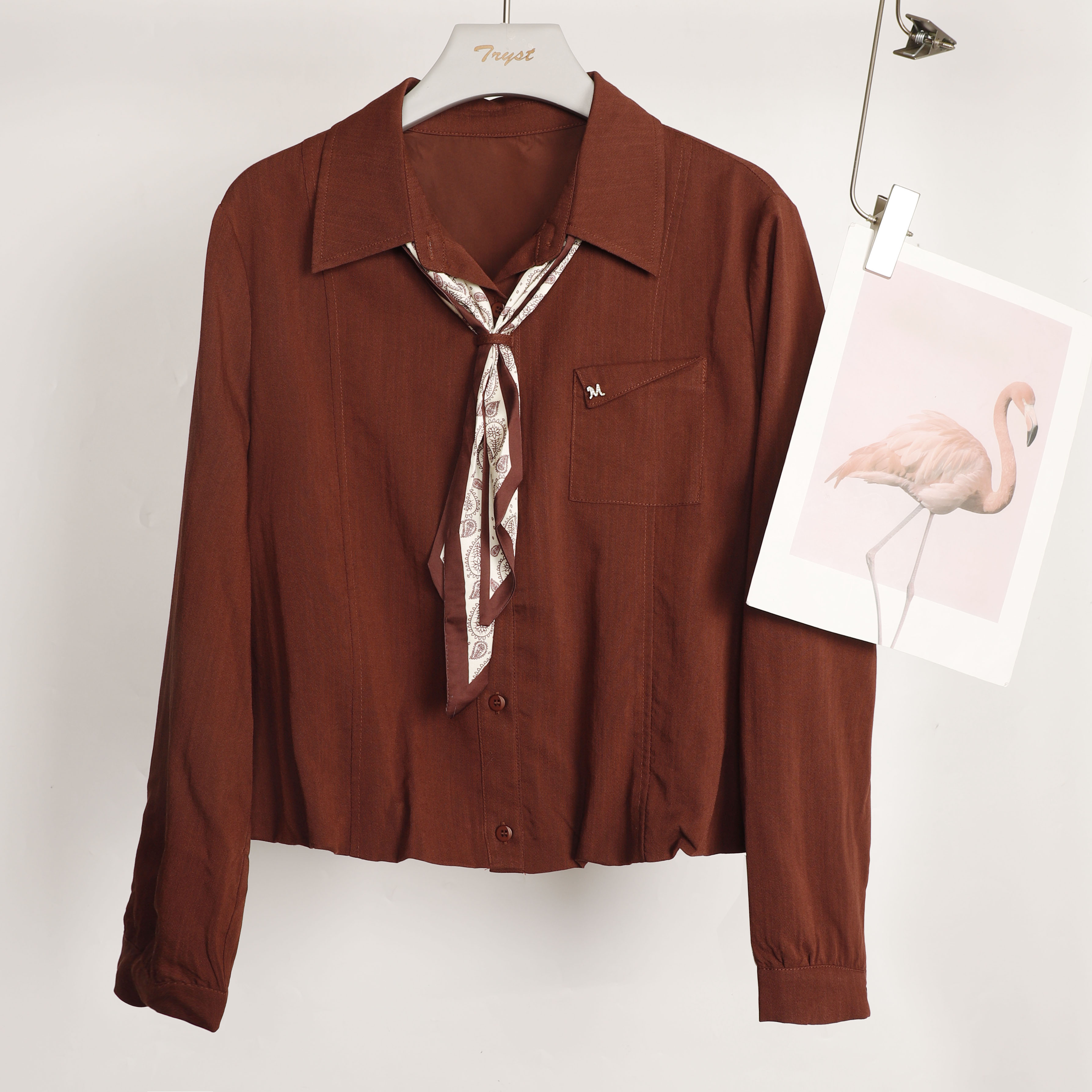 25秋冬休闲飘带百搭衬衫25Q610-2203