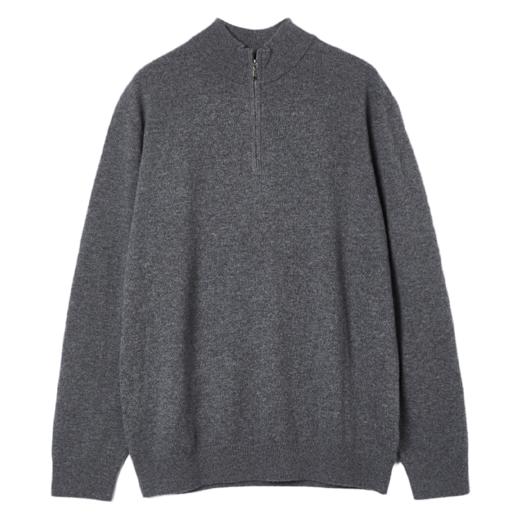 棉仓367826045-微宽松羊毛羊绒半开襟毛衣 商品图3