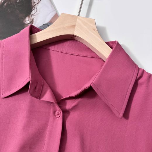 isabelle marran伊莎贝尔树莓红折角口袋棉感衬衫JS3692841 商品图3