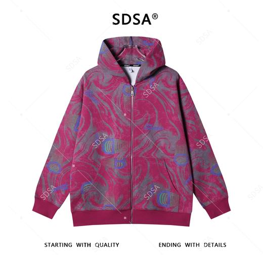 WT218SDSA秋冬新款痞帅男装潮牌撞色字母印花拉链连帽卫衣宽松痞帅外套 商品图1