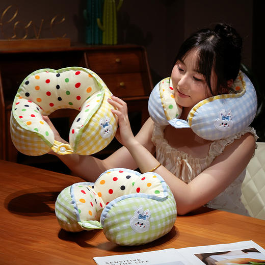 自然醒泡泡纱驼峰波点格子U型枕QYL 商品图13