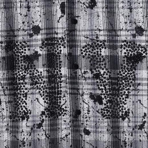 C56211SDSA男士秋冬新款痞帅男装潮牌撞色格纹立体珠子字母设计长袖衬衫 商品图3