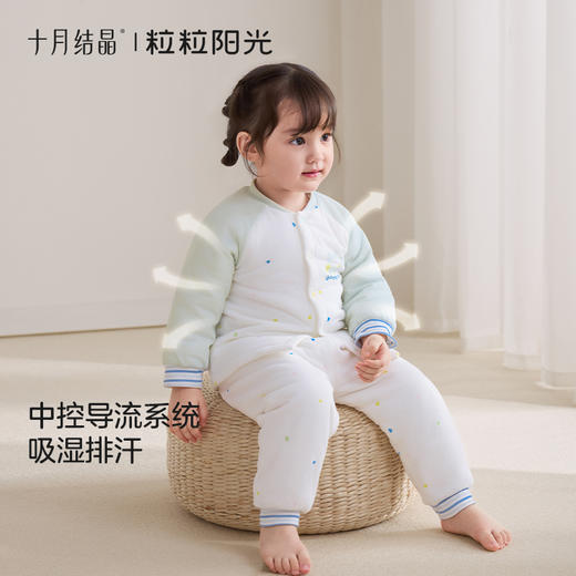 粒粒阳光婴儿连体衣恒温夹棉保暖宝宝衣服秋冬季分体套装 商品图3