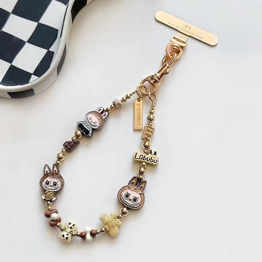 diylabu拉布公主请发财经典棕金手链金属手机链挂绳通用款 商品图0