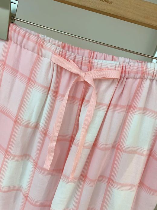 松植屋【轻语】女款七分袖长裤套装小V领口袋刺绣双层纱睡衣家居服 商品图3