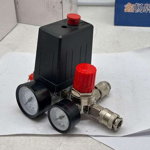 【货号07604】锋利空压机开关总成4通开关气泵阀门总成带压力表送消音器空压机气泵配件 商品图8