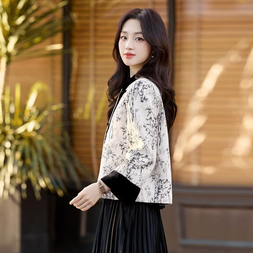 HR ZYF8886新中式国风复古唐装印花高级感小香风外套 商品图3