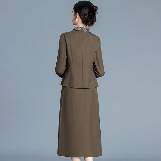 QYM H3315-Y西装外套连衣裙印花假两件长袖连衣裙 商品图2