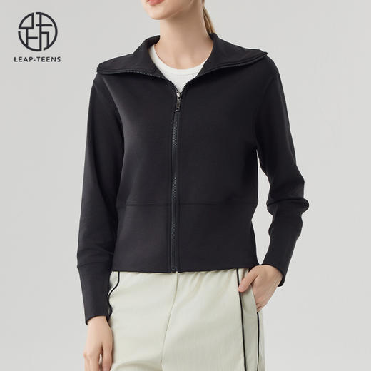 跃牌【砂洗空气层系列】女砂洗全拉链翻领外套W11G2 商品图7