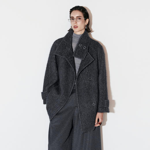 棉仓367666015-耗牛绒立领短款大衣 商品图1