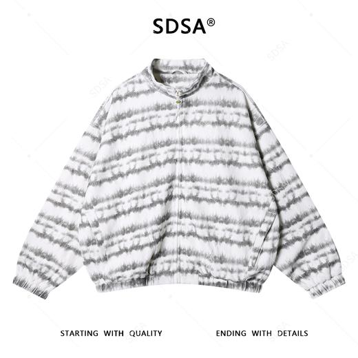 T6C37715SDSA男士秋冬新款痞帅男装宽松撞色肌理条纹拉链立领夹克百搭外套 商品图1