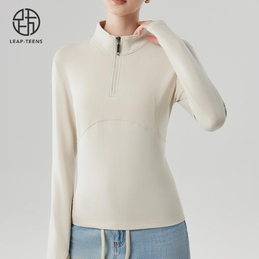 跃牌【砂洗空气层系列】女砂洗半拉链立领卫衣W11G3 商品图8