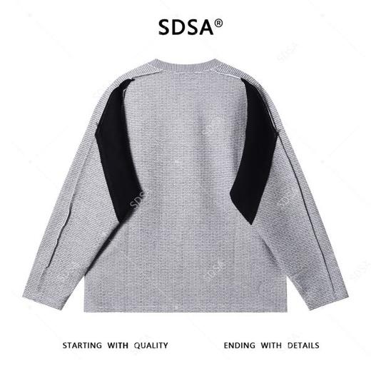 W51918SDSA男士秋冬新款痞帅男装美式拼接裁剪圆领卫衣撞色设计感上衣 商品图5