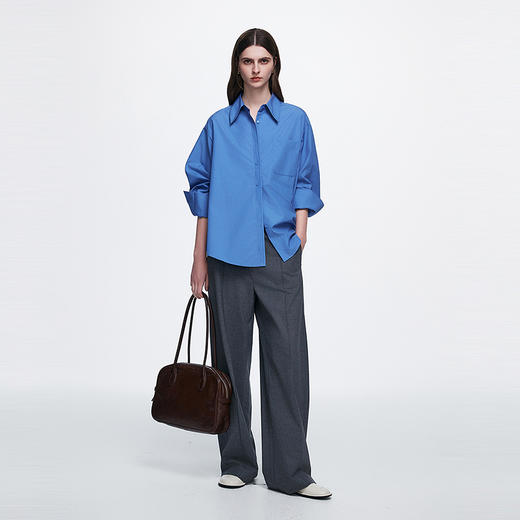 棉仓366604029-液氨双门襟佰搭ROW风廓形衬衫 商品图3