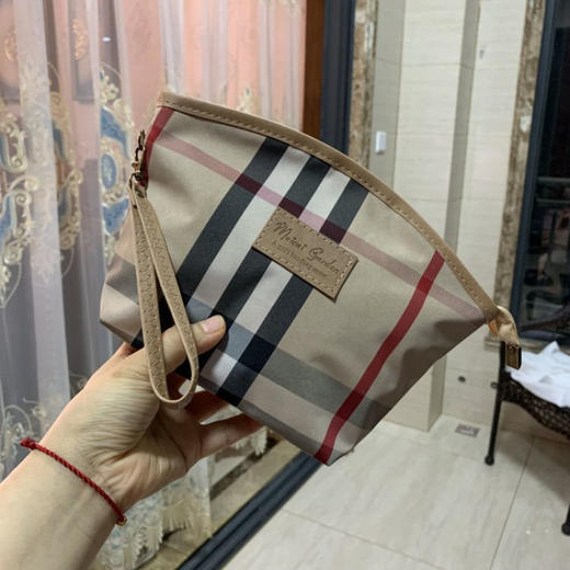 新款格子防水化妆包便携式手机袋零钱包彩妆收纳手拿小包高颜值 商品图2