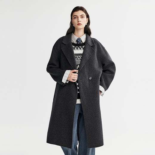 棉仓366666006-天丝羊绒长款双面呢大衣 商品图1