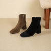 Westory2025年冬季羊京编织方头中跟百搭老钱风短靴S25DS85831 商品缩略图0