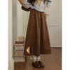 鹿向南「松子枫叶」优雅气质复古卡其色半身裙秋季新款通勤长裙女 商品缩略图0