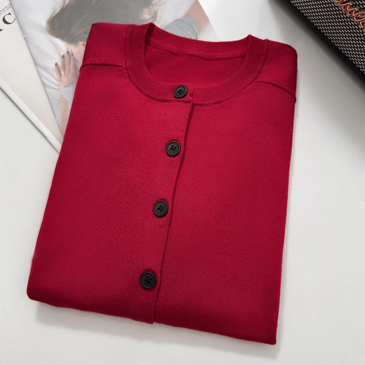 isabelle marran伊莎贝尔显白车厘子红天丝针织开衫JS3699031 商品图2