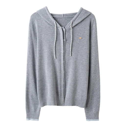 CC 101-9509慵懒风连帽毛衣开衫拉链针织外套 商品图4