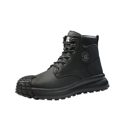 劳保鞋男防砸防刺橡塑底安全鞋工作鞋钢包头黑色四季中高帮 商品图6