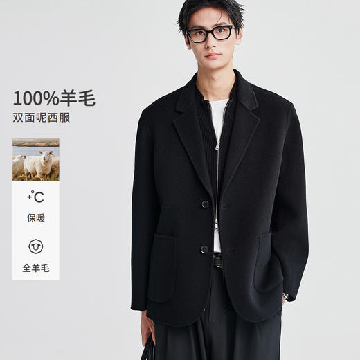 棉仓367812003-羊毛双面呢贴袋西服 商品图0