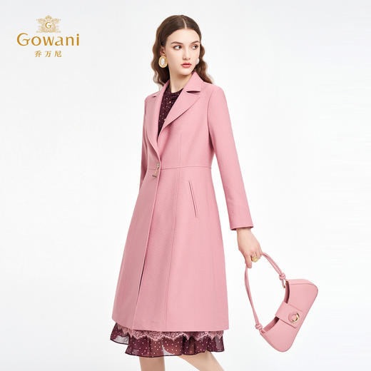 【两色】乔万尼新品2025秋挺括X型收腰拼接蕾丝中长款风衣ED3A317 商品图1