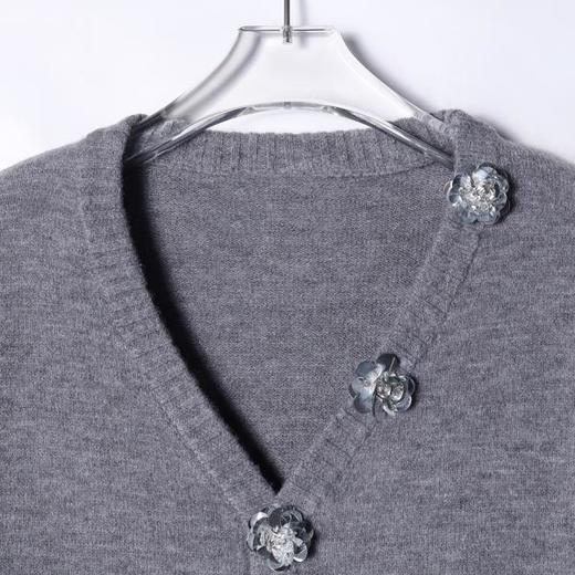 SDSA男士秋冬新款痞帅男装潮牌针织衫V领立体花朵装饰开衫毛衣 商品图2