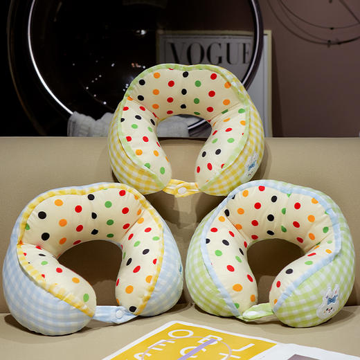 自然醒泡泡纱驼峰波点格子U型枕QYL 商品图11