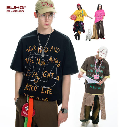 BJHG不计后果 趣味插画t恤短袖男夏季速干凉感抑菌防晒功能性T恤 商品图1
