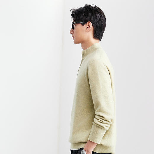 棉仓367826045-微宽松羊毛羊绒半开襟毛衣 商品图1