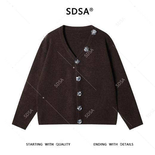 SDSA男士秋冬新款痞帅男装潮牌针织衫V领立体花朵装饰开衫毛衣 商品图0