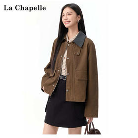 会员福利【官网1k+高端品质 非常重磅】拉夏贝尔/La Chapelle巴恩风上衣秋季复古风D字环翻盖口袋外套
