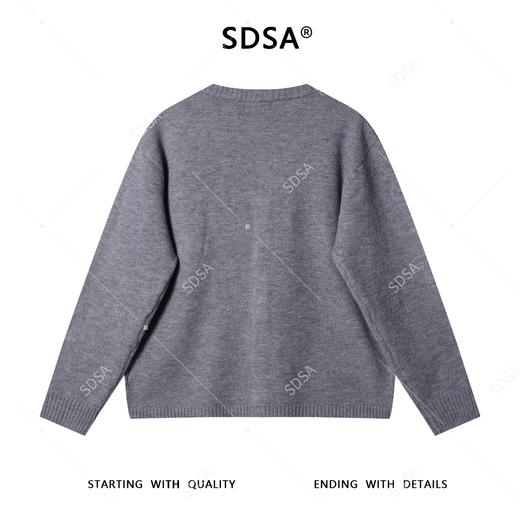 SDSA男士秋冬新款痞帅男装潮牌针织衫V领立体花朵装饰开衫毛衣 商品图5