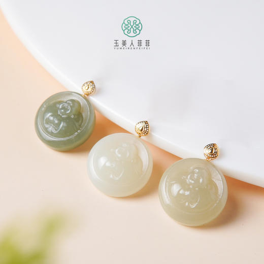 18K水青吊坠-圆佛水滴扣 商品图0