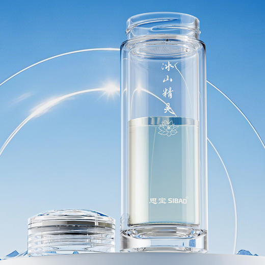 思宝旗舰店冰山精灵双层玻璃杯办公杯便携车载礼盒包装 商品图2