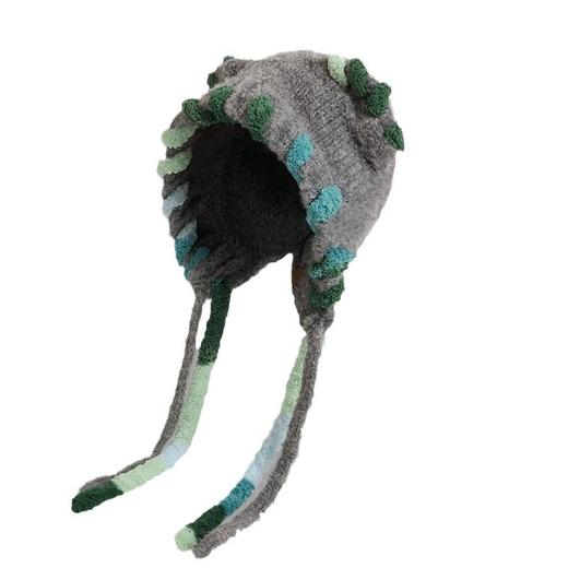 多巴胺猫耳朵毛绒帽女秋冬显脸小针织包头帽秋冬保辫子护耳毛线帽 商品图5