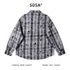 C56211SDSA男士秋冬新款痞帅男装潮牌撞色格纹立体珠子字母设计长袖衬衫 商品缩略图5
