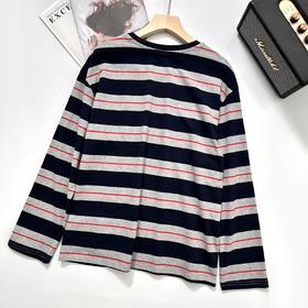 miu系isabelle marran伊莎贝尔美学秋季复古宽松条纹圆领长袖t恤JS3693003