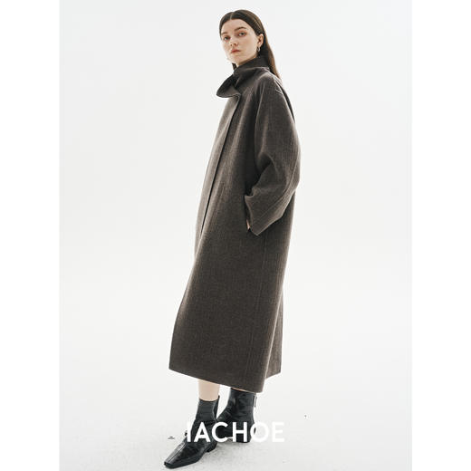 棉仓3571566002-肌理感长款毛呢大衣女装 商品图2