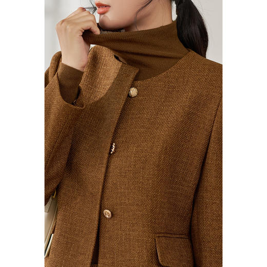 米思阳2025年秋季新品短款外套高级感咖色通勤一粒扣上衣女4206 商品图4