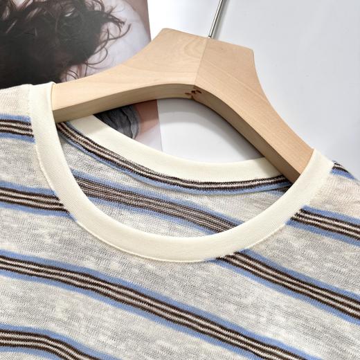 miu系isabelle marran伊莎贝尔复古慵懒条纹圆领T恤JS3693003-1 商品图1