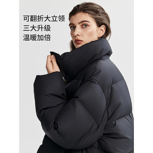棉仓366615012-可翻折立领中长款羽绒服 商品图3
