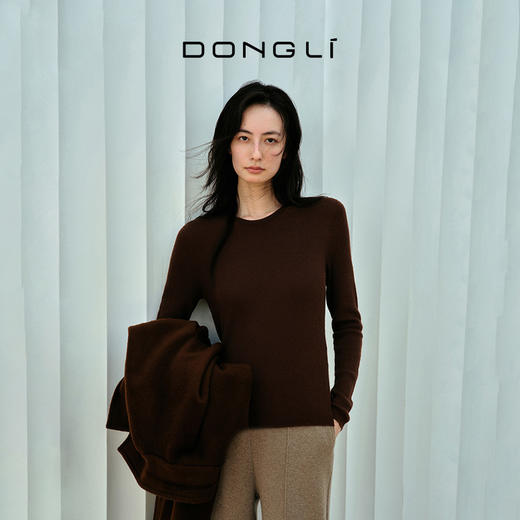 东黎 • 我不被驯化 衣橱核心 绒毛混纺女士秋季圆领抽条套衫 5536 商品图0